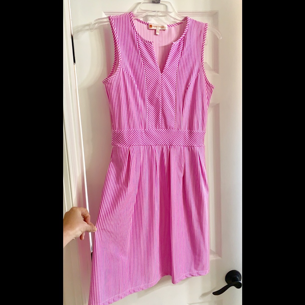 Jude Connally Pink & White Dress, Size Small